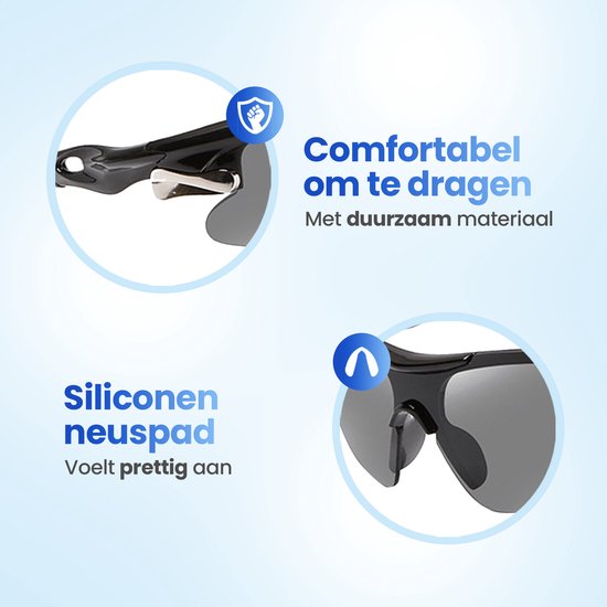 GarpexÂ® Radsportbrille - Sportbrille - Sonnenbrille Herren - Radfahren - Motorrad - Schwarzer Rahmen mit blauen Gläsern