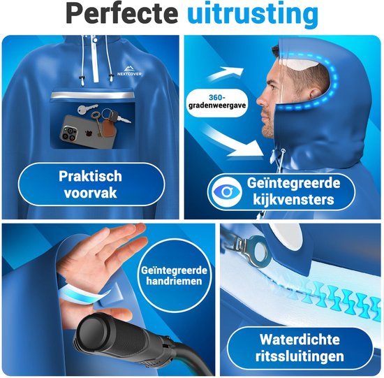 Nextcover Regenponcho – AquaShield 2.0 – Winddicht – Wasserdicht – Unisex