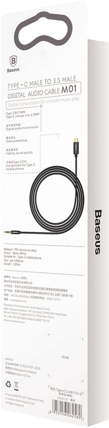 Baseus – Audiokabel – Stereo – 3,5-mm-Miniklinke – USB-C – 120 cm