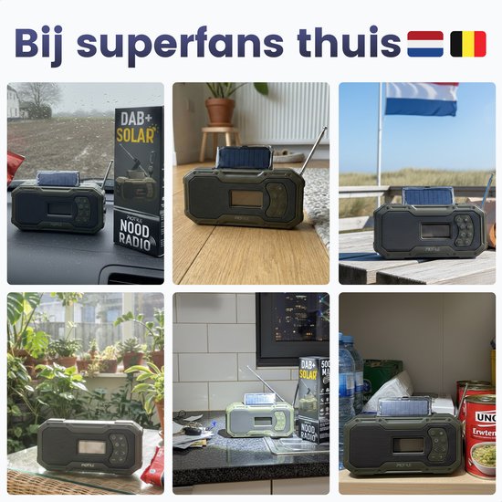 Solarbetriebenes Notradio mit Handaufzug – DAB+ / FM-Notradio – 5000 mAh Powerbank mit Solarenergie – Baustellenradio – Badezimmerradio – Notfallpaket