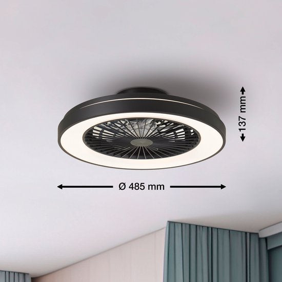 Brilliant Mazzaro - Deckenventilator - LED 40W - 3000K-6500K - Dimmbar - Schwarz