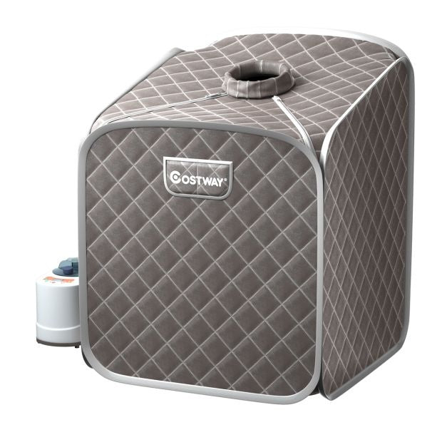 Coast 2L Mini-Dampfsauna mit 9 Temperaturstufen - Heimsauna - Wärmekabine - 85 x 84 x 106 cm - Grau - Schwarz - Braun