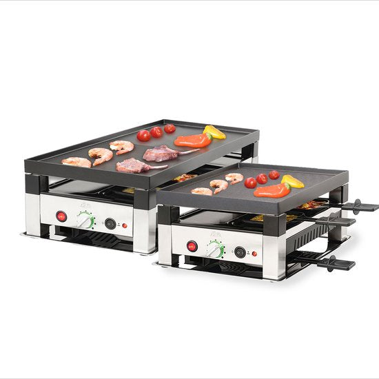 Solis Raclette & Pizza Grill - Raclette Set für 8 Personen - Raclette Gourmet Set - Tischgrill mit 4 verschiedenen Funktionen