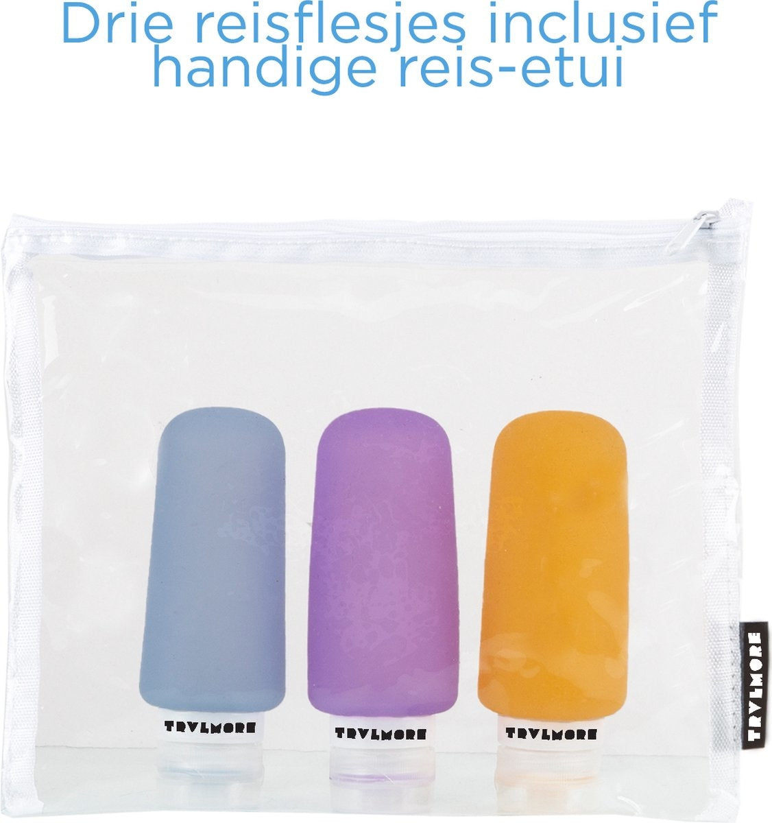 TRVLMORE Silikon-Reiseflaschen - Wiederbefüllbar - Handgepäck - 100 ML - 3 Stück - Orange/Lila/Blau
