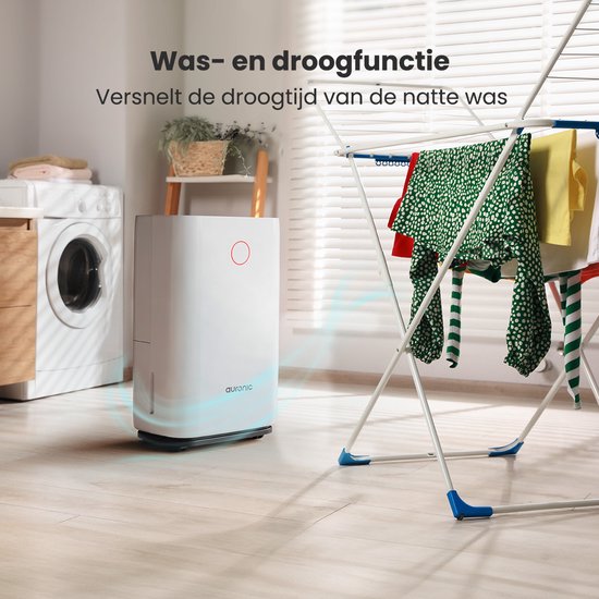 Auronic Luftentfeuchter - Compact Series - 20L pro Tag - Waschtrockenfunktion - Schlafzimmer, Badezimmer und Wohnzimmer - Weiß