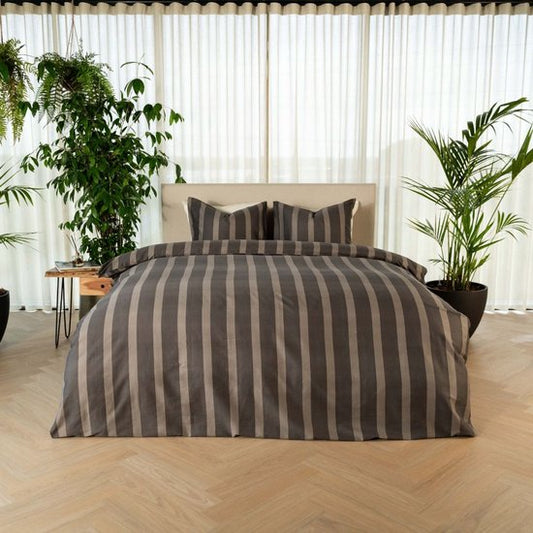 Kayori Dasshu Bettbezug aus Baumwollsatin a – 140 x 200–220 + 1 Kissenbezug – Einzelbett – Anthrazit