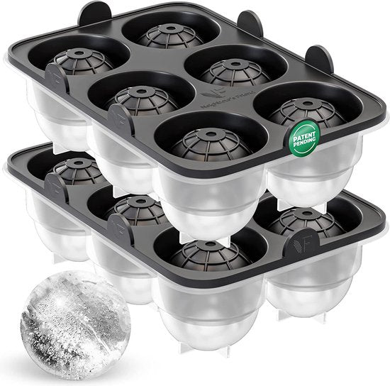 Neighbour's Friend Patentierte Eiskugelform 2er Pack - Große Eiswürfelform rund Platinsilikon für Cocktails, Whisky & Longdrinks - 12x Eiswürfel rund spülmaschinengeeignet - XXL Eiswürfel