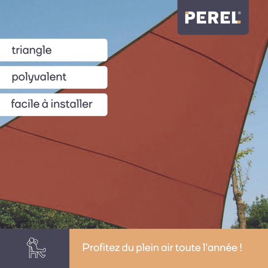 Perel Schattentuch, wasserabweisend, 3,6 x 3,6 x 3,6 m, 160 g/mÂ², Polyester, Dreieck, terracotta