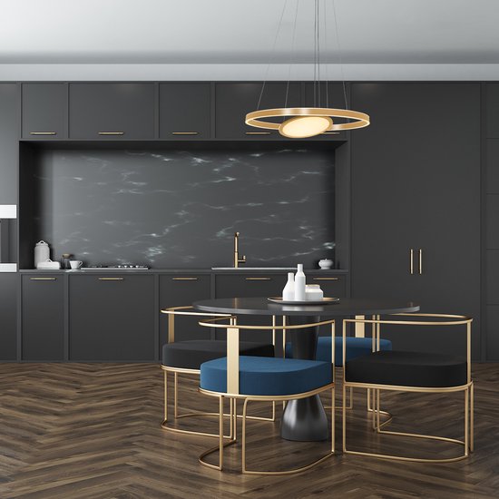Steinhauer - Pendelleuchte - Ringlux - gold - Glas Metall - Ø 60cm - LED - 3514GO