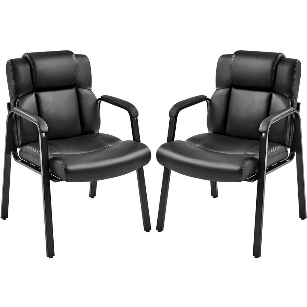 Yaheetech Bürostuhl-Set, 2er-Set – Esszimmerstühle mit Armlehnen und Rückenlehne – Kunstleder – 64 x 68,5 x 91,5 cm – Schwarz