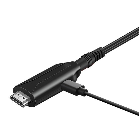 SCART-zu-HDMI-Adapter – 1080p/720p All-in-One-SCART-zu-HDMI-Audio-Video-Adapter - Im Lieferumfang enthalten: HDMI-Kabel, SCART-Eingangskabel und HDMI-Ausgang – Kompatibel mit HD-Fernsehern, Set-Top-Boxen, VHS-Geräten, Xbox, PS3, Sky, DVD und Blu-ray