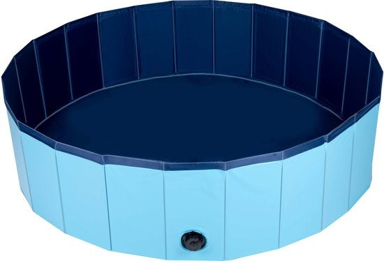 maxxpro Hundeschwimmbad - 120 x 30 CM - Mittlere Hunderassen - Faltbares Hundebad - Anti-Rutsch-Boden - mit Entleerungsventil - Blau