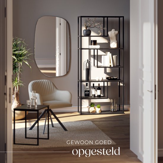 tectake® Wandschrank Venda - 85 x 35 x 188 cm - Industrie-Look - Stahlrahmen - Schrank mit Kippschutz - Bücherregal mit 6 asymmetrischen Fächern - moderner Aufbewahrungsschrank für Wohnzimmer, Küche oder Schlafzimmer
