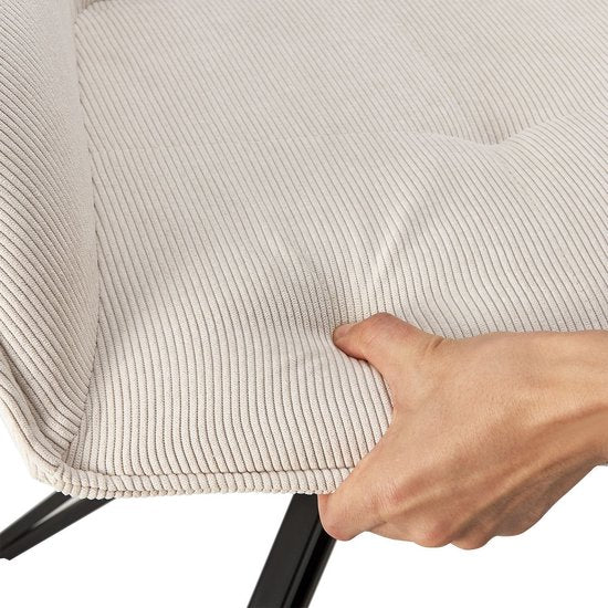 Esszimmerstuhl / Drehstuhl / Schalensessel Clyde - Corduroy Beige - Metallgestell