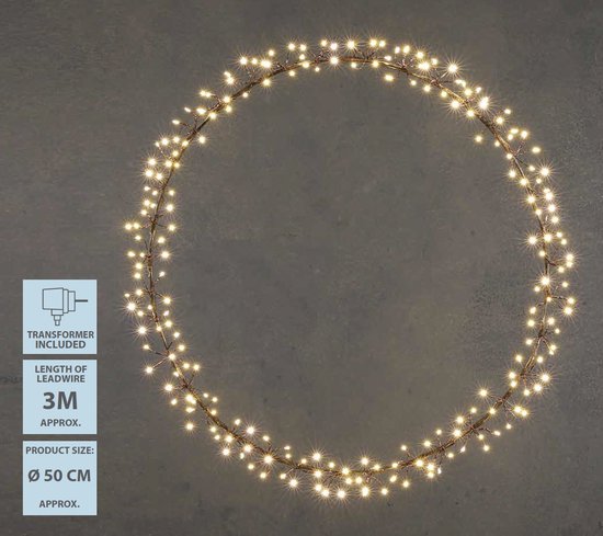 Luca Lighting Lichtkranz mit warmweißer LED-Beleuchtung - Ø50 cm - Schwarz