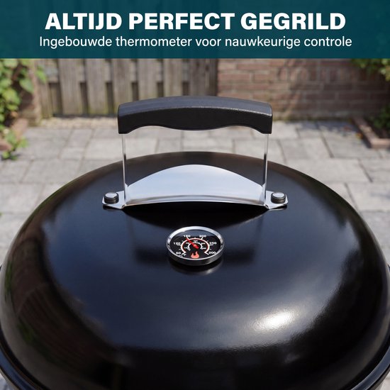 Princess Hybrid Kugelgrill – Elektro- und Holzkohlegrill – 2000 W – Verstellbarer, abnehmbarer Thermostat – Beschichteter Grillrost – Deckel mit integriertem Thermometer – 112270