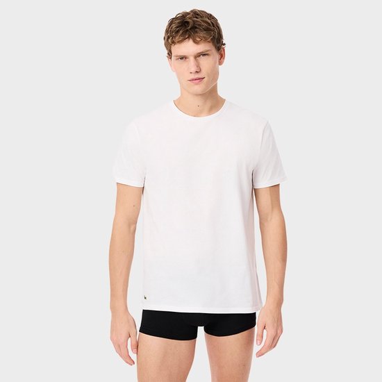 Lacoste Herren 100% Baumwolle Runde T-shirt Weiß (3 Stück) - Größe M
