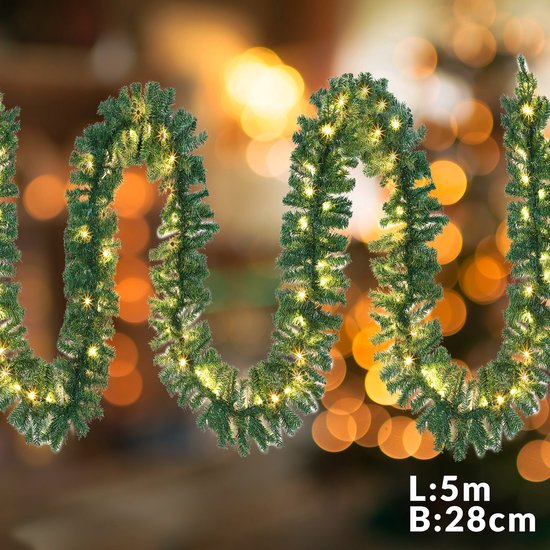 Casaria Weihnachtsgirlande - 5m 100 LEDs Tannennadeln Grün - Warmweiß