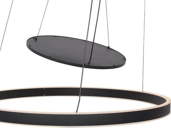 Steinhauer Pendelleuchte Ringlux - schwarz - Metall - 60 cm - eingebautes LED-Modul - 3514ZW