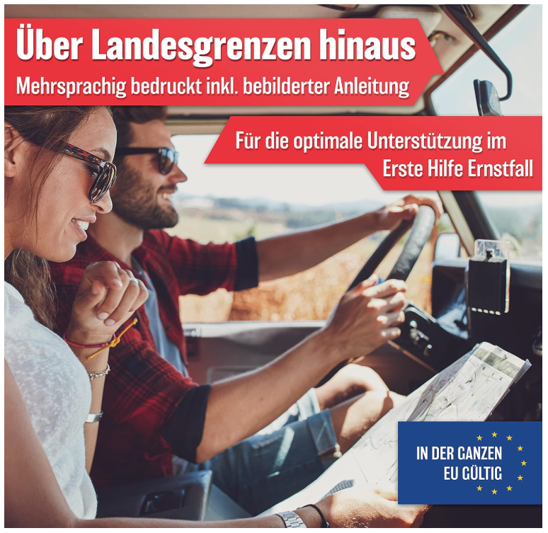HELDENWERK - Auto-Verbandstasche & Verbandskasten - DIN 13164:2022 Standard - Kompakt - Schwarzes wasserabweisendes Nylon - Inklusive Masken & Rettungsdecke - Für Auto, Motorrad & LKW - Vorgeschrieben in Europa