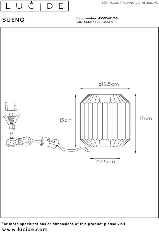 Lucide SUENO – Tischlampe – Ø 13 cm – 1xE14 – Rosa