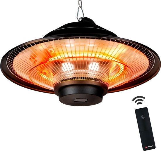 alpina - Infrarotheizung - Terrassenstrahler - IP44 Spritzwassergeschützt - 1500W - Schwarz