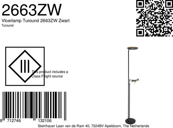 Stehleuchte Wohnzimmer Industrie Turound LED 2663ZW Schwarz