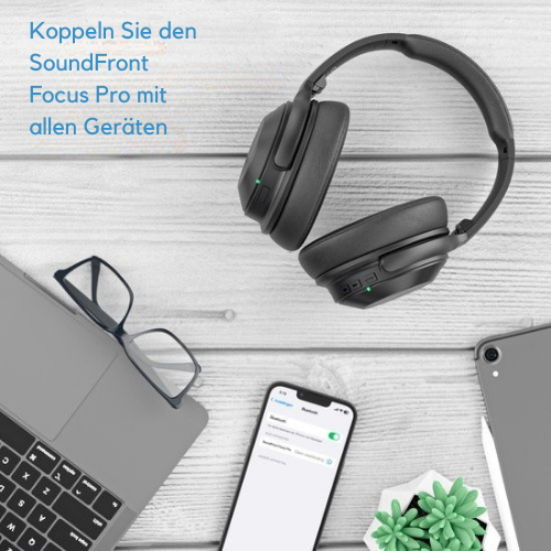 SoundFront - Focus Pro Kopfhörer Kabellos - Aktive Geräuschunterdrückung - Bluetooth - Over-Ear