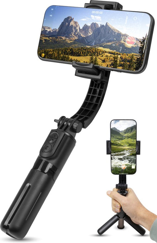 Nuvance - Gimbal Stabilisator für Smartphone - Selfie Stick - mit Stativ und Fernbedienung - Stativ