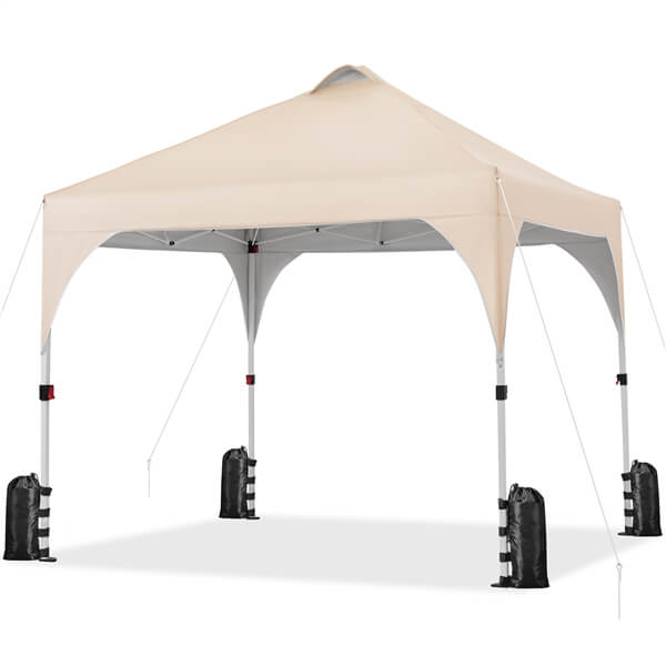 SOBERINE Pop-up-Faltpavillon 3 × 3 m mit Rolltasche, Sandsäcken und Heringen, beige