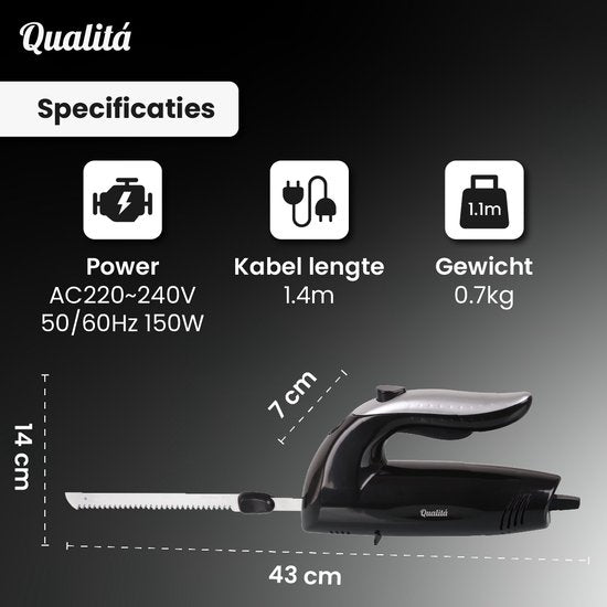 Qualitá® Elektrisches Messer - Elektrisches Brotmesser Fleischmesser - Brotschneidemaschine