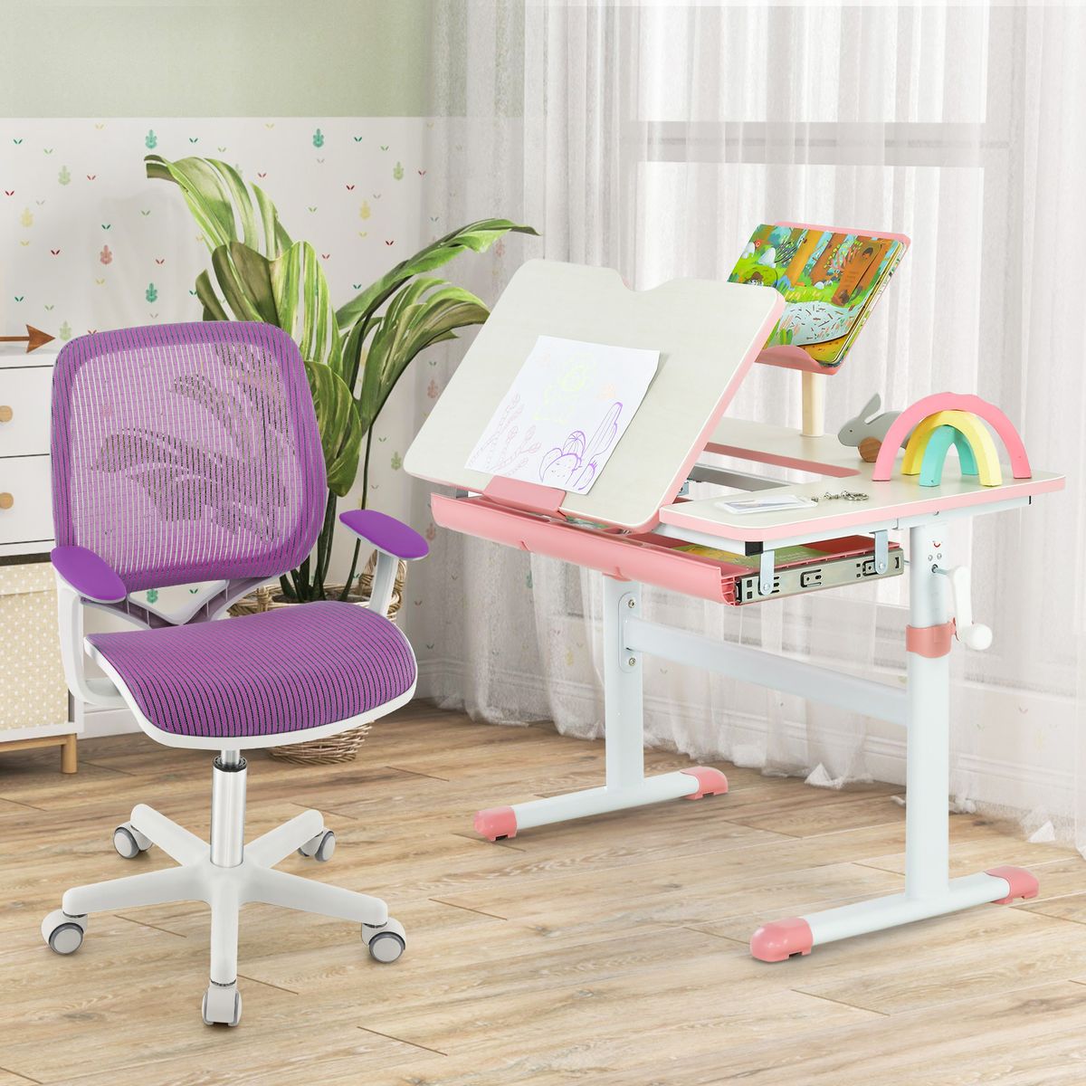 Coast Kinder-Bürostuhl – drehbar – höhenverstellbar – lila