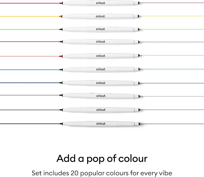 Cricut Doppelseitige Marker, 20-teilig – 0,4 mm Feinspitze & 1 mm Marker – Mehrfarbig – Für Explore, Maker & Venture