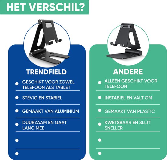 Serve Phone Stand XL - Aluminiumhalterung für Handy & Tablet - Telefonhalterung für den Schreibtisch - Zusammenklappbarer Telefonständer TTH105 - Schwarz