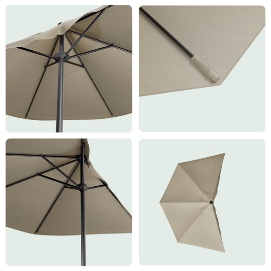 LifeGoods Balkon Sonnenschirm - Garten - 270x135 cm - Halbkreisförmiger Sonnenschirm - Wasserdicht - UPF50+ - Taupe