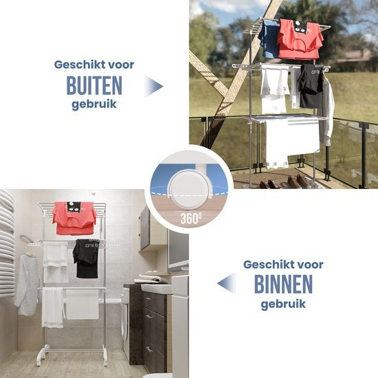 Avalo Wäscheständer - Trockenturm mit Rädern - 4 Ebenen - faltbar - Weiß