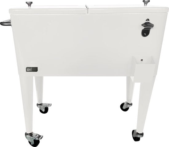 AXI Retro Cooler Weiß – Kühlbox mit Rollen – 76 l Fassungsvermögen – Kühlbox mit Ablasshahn