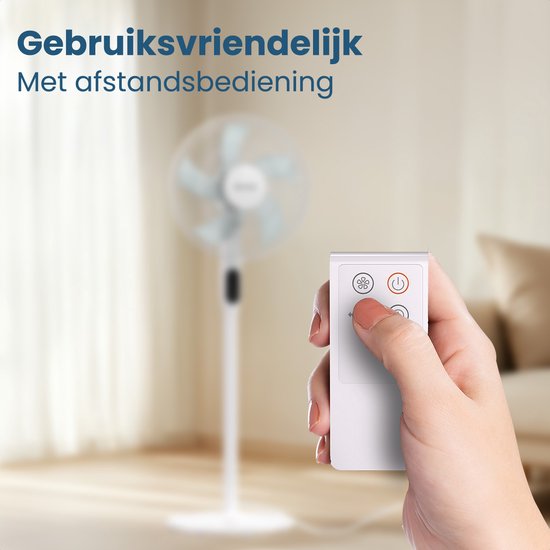 Auronic Stativventilator - Standventilator - Luftkühler - Boden- und Tischventilator - 3-in-1 - 12 Geschwindigkeiten - Leiser Ventilator - Ventilator - Mit Fernbedienung - Weiß
