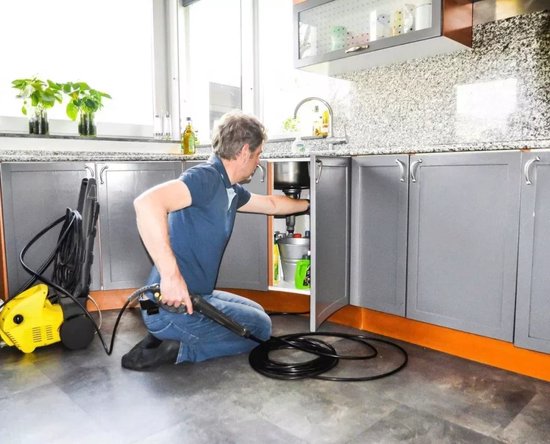 Techweise - Kanalisationsschlauch passend für Kärcher - 15M - Mit Dreh- und Vorwärtskopf