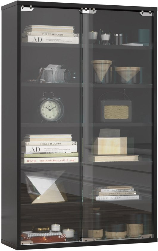 Vitrine - Fächerschrank - Lagerschrank - 12 Fächer mit Schiebetüren