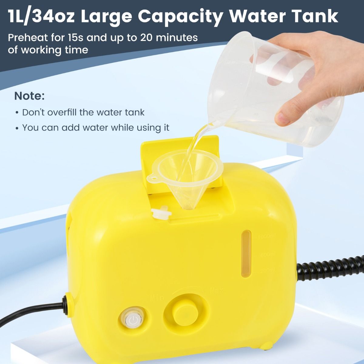 Coast tragbarer Dampfreiniger – 1600 W – 1 l Wassertank – Gelb