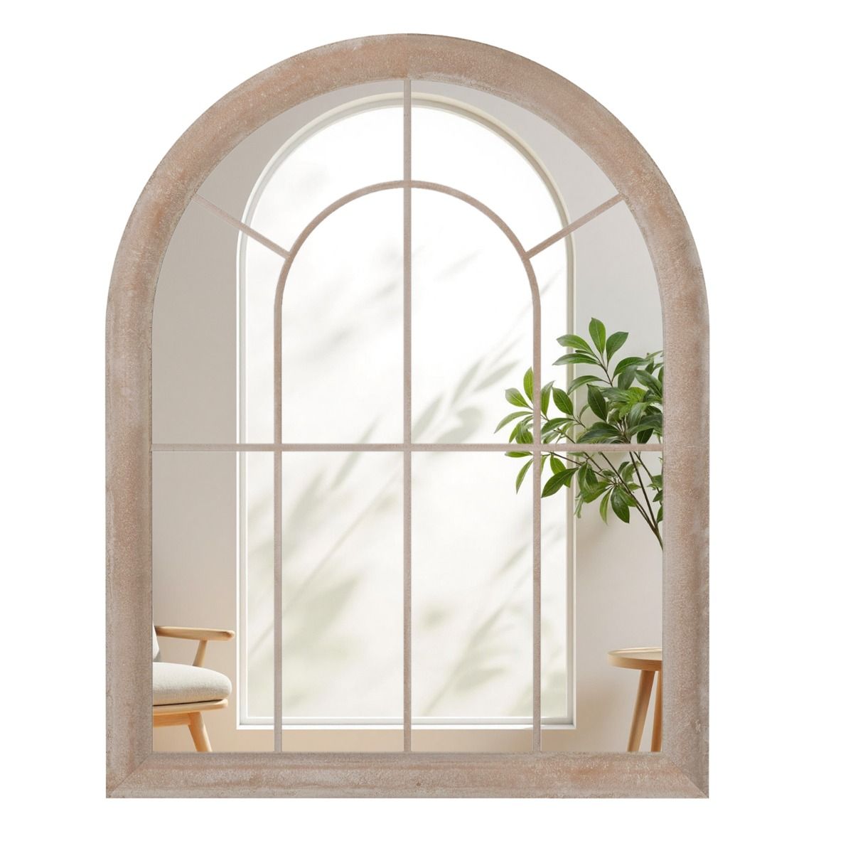 Coast Fensterrahmen-Spiegel – gebogener Wandspiegel – Metallrahmen – grau – 88 x 69,5 cm