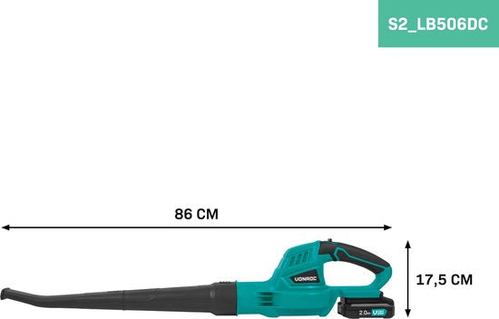 VONROC Accu Laubbläser 20V - Luftgeschwindigkeit 180 km/h - Luftmenge 5m3/min - Inkl. 2x 2.0Ah Batterien und Schnellladegerät