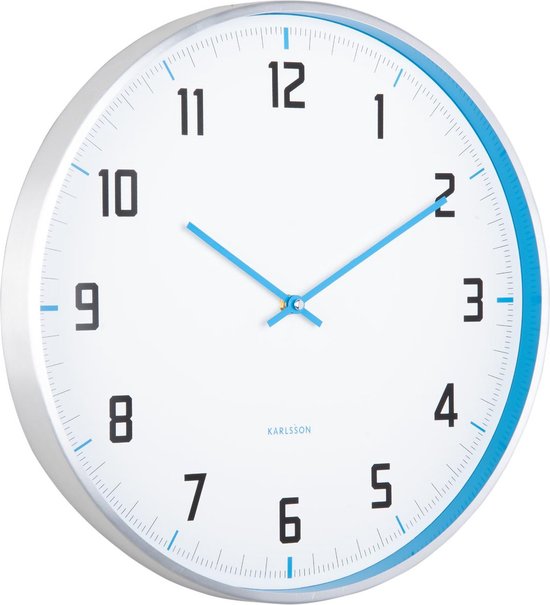 Karlsson Wanduhr Sportlich - Ø40cm - Wanduhr Skandinavisch - Blau