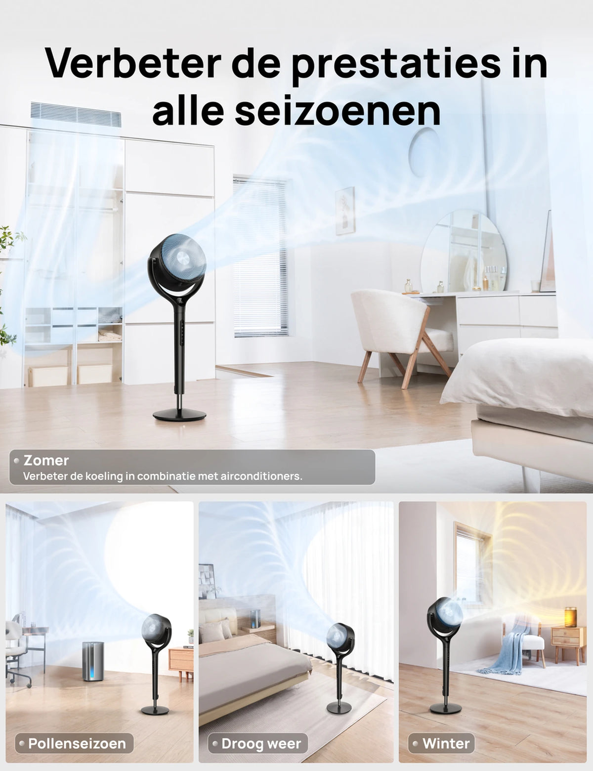 Dreo Turbo Luftzirkulator DR-HPF022 – Ständerventilator – 9 Geschwindigkeitsstufen & 6 Betriebsmodi – Fernbedienung – 120°-Oszillation – Höhe 94–107 cm