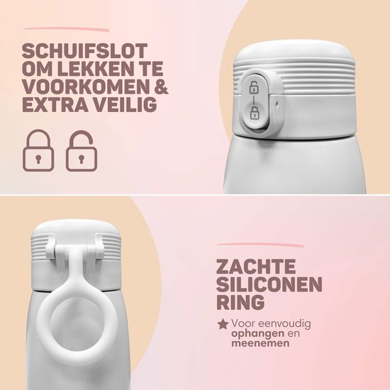 Vulpes Goods® BabyCare - Thermosflaschenwärmer für unterwegs - 500ML - Flaschenwärmer - Edelstahl - 6400 mAh - 500ML - Wiederaufladbar - Kabellos & tragbar - Für alle Arten von Babyflaschen - mit Wärmespeicherung - Babynahrung - PRO V2