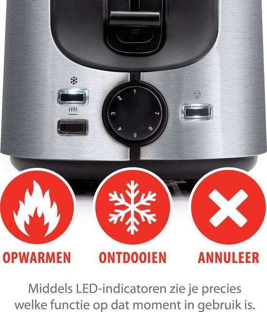 alpina Toaster - 7 Bräunungsstufen - Auftaufunktion - Rutschfeste Füße - Zwei Brotschlitze und Toastereinsatz - Farbe Silber