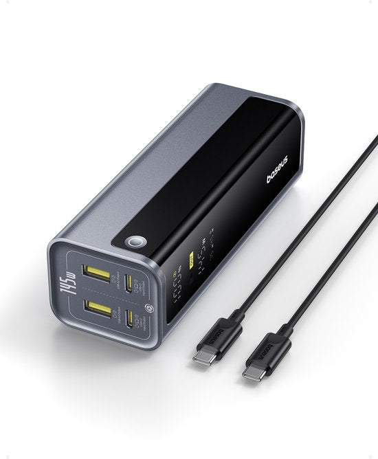Baseus EnerGeek Powerbank – 145 W, 20.800 mAh, Laptop-Powerbank – – Tragbares Ladegerät – Externer Akku mit 2x USB-C PD 3.0, max. 100 W Schnellladung, Digitalanzeige, kompatibel mit MacBook Pro, Dell, HP, SteamDeck, iPhone 16/15/14/13, Samsung