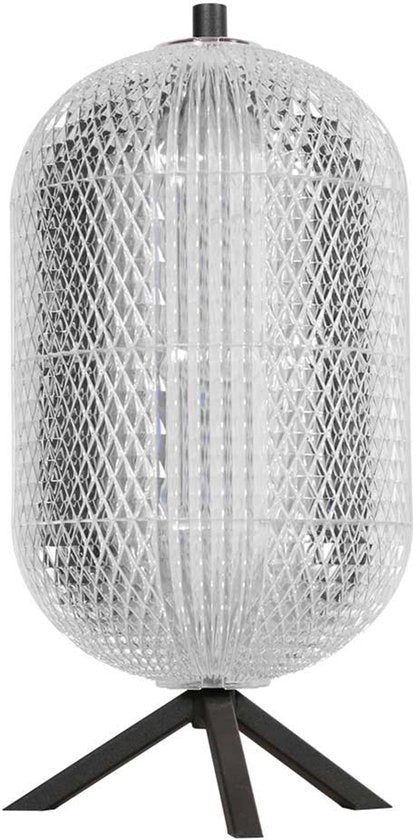Tischlampe Geripu 3841ZW, Ø 15 cm, gerippter Kunststoff mit LED-Modul – Transparent/Schwarz – Design – Mexlite