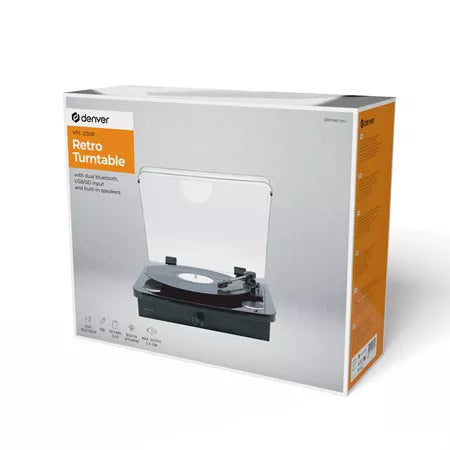 Denver Plattenspieler Dual Bluetooth - Integrierte Lautsprecher - USB - Retro - Holz - VPL230B